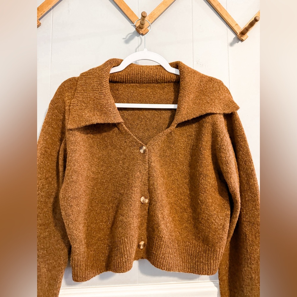 Commense Brown Cropped Cardigan - Picture 5 of 7